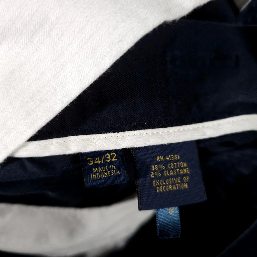 Polo Ralph Lauren Chinos‎ Mens 34x32 Navy Blue Straight Leg Cotton Stretch Pants